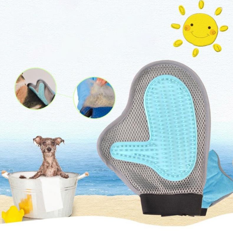 Găng tay tắm chải lông massage cho thú cưng