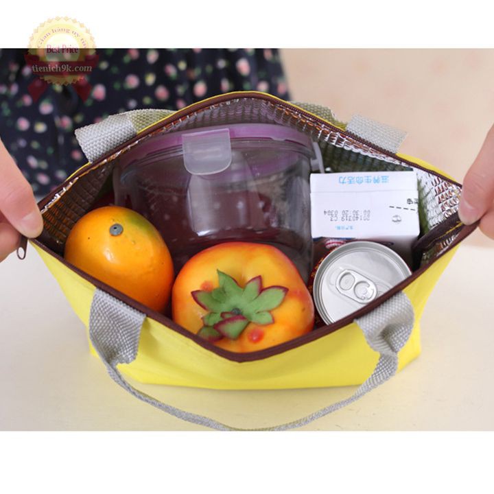 Túi đựng hộp cơm giữ nhiệt ấm thức ăn có khóa kéo bọc Vải dù OxFord chống thấm nước