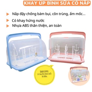 Khay nhựa úp cốc, bình sữa có nắp đậy nhựa việt nhật