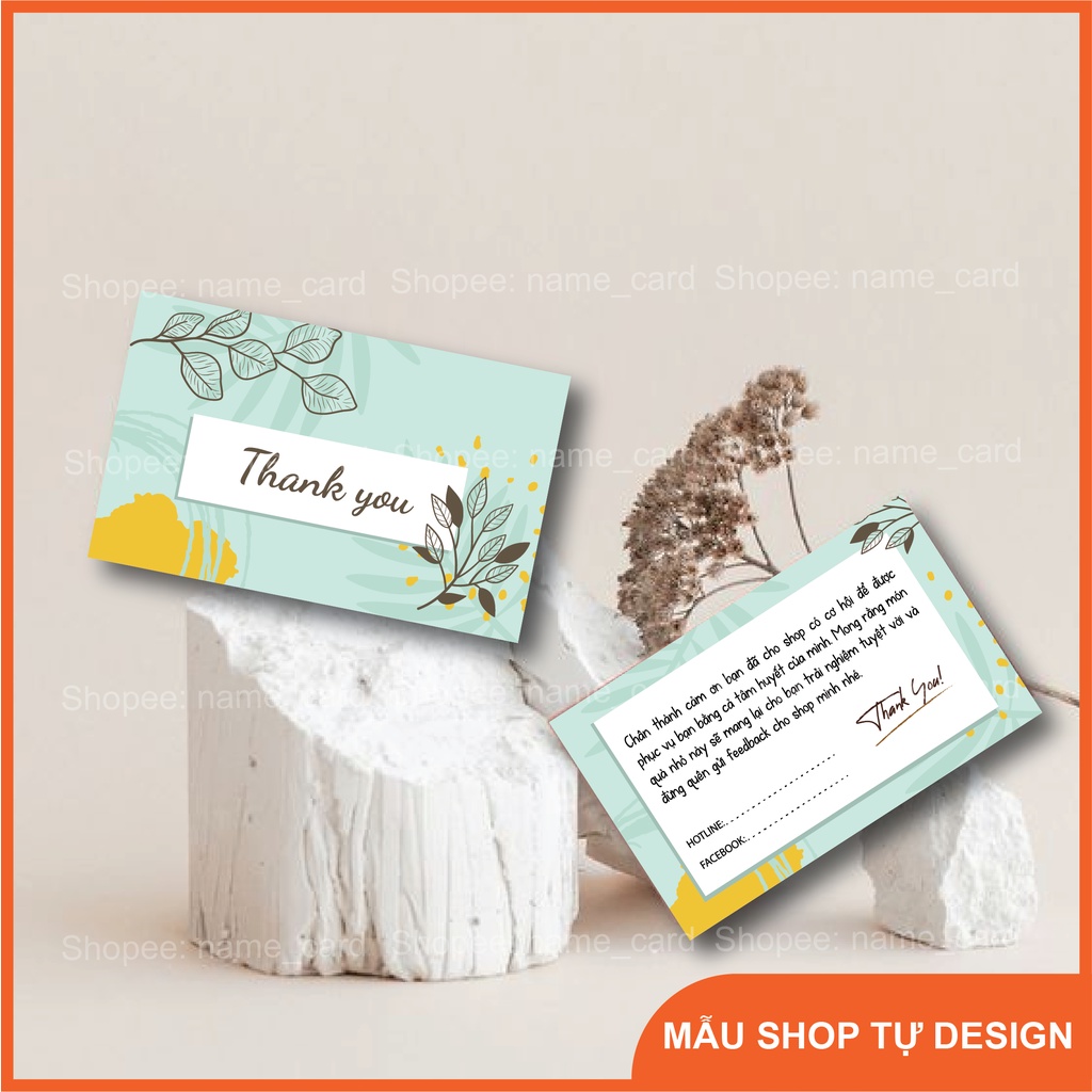 Thiệp cảm ơn khách hàng cho shop bán hàng, card visit in theo yêu cầu