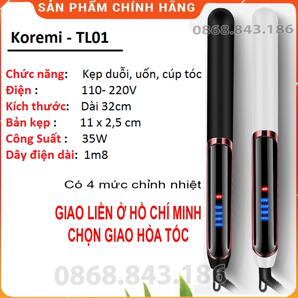 Máy Duỗi Tóc,  Kẹp Tóc, Uốn Cúp Tóc Hàn Quốc Koremi L01 Bán chạy số 1 Hàn Quốc