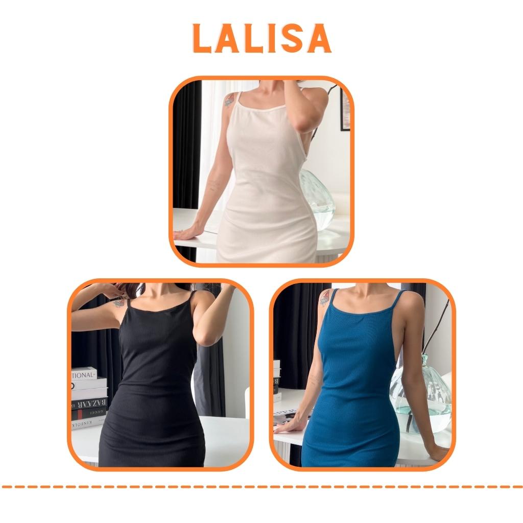 Váy Body 2 Dây LALISA Đầm Ôm Body Hai Dây Sợi Mảnh Thiết Kế Hở Lưng Sexy Sang Trọng VDE34