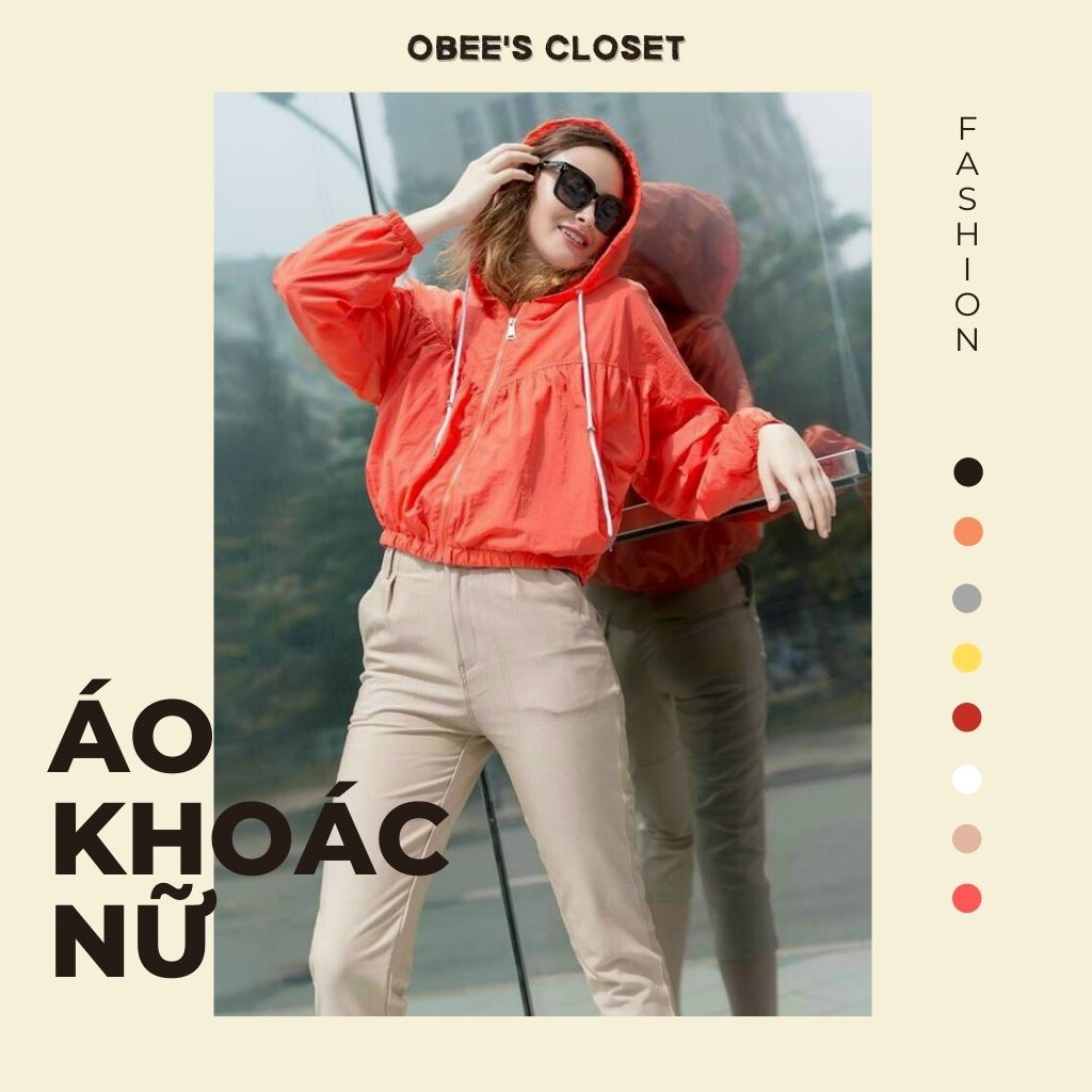 Áo khoác gió nữ Obee's Closet Áo khoác 2 lớp chống nắng chống nước size dưới 60kg