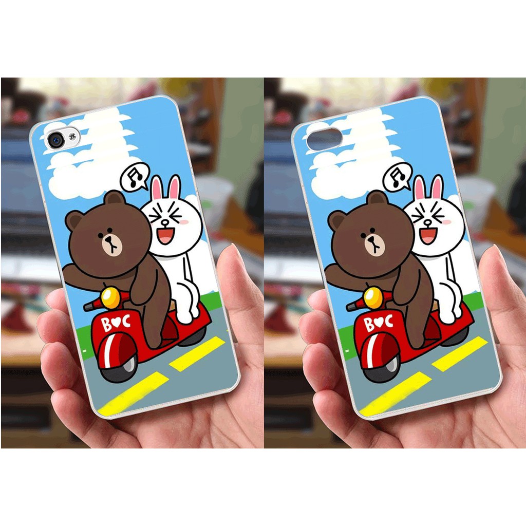 Ốp lưng iPhone 4 / 4S (dẻo viền trắng trong) - Hinh Gấu Brown, Panda Cực Dễ Thương