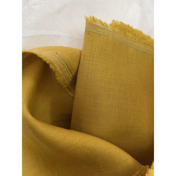 Vải Linen Tưng Premium Vàng Nghệ Mềm Mướt Khổ 1m40