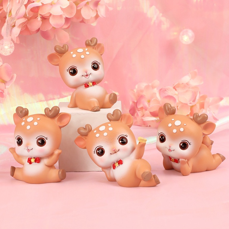 đồ trang trí bánh sinh nhật [FREESHIP❤️] set 4 hươu sao nhựa đẹp trang trí sinh nhật,trang trí bánh kem