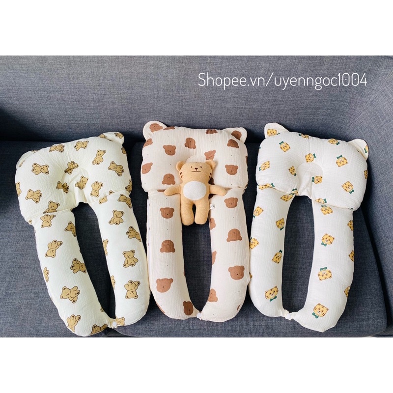 Gối chữ U đa năng cho bé sơ sinh, gối ôm chữ U đa năng cho bé (tháo được vỏ)