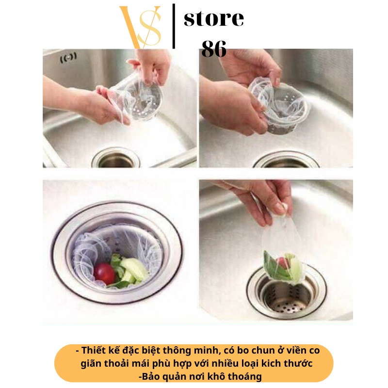 Túi Lọc Rác Bồn Rửa Chén Bát Thiết Kế Kiểu Lưới Siêu Dai Đầu Có Chun Co Giãn Chống Tắc Nghẽn Ống [ Set 100 chiếc ]