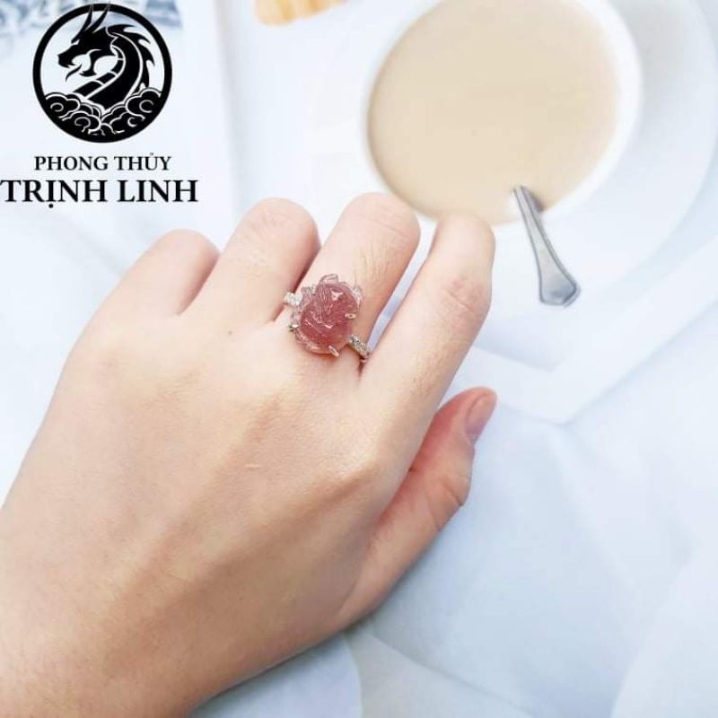 NHẪN BẠC HỒ LY - TỲ HƯU HỒNG DÂU TÂY