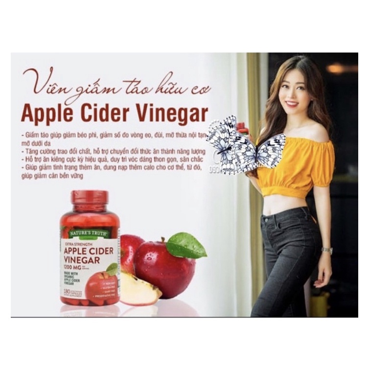 [CHÍNH HÃNG] Viên uống Giấm táo Giảm cân Hữu cơ Apple Cider Vinegar