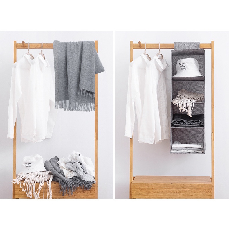SUPO DEPOT - hộp đựng đồ treo giỏ đựng đồ gấp gọn tủ quần áo 3/4/5 lớp có ngăn kéo BDD051