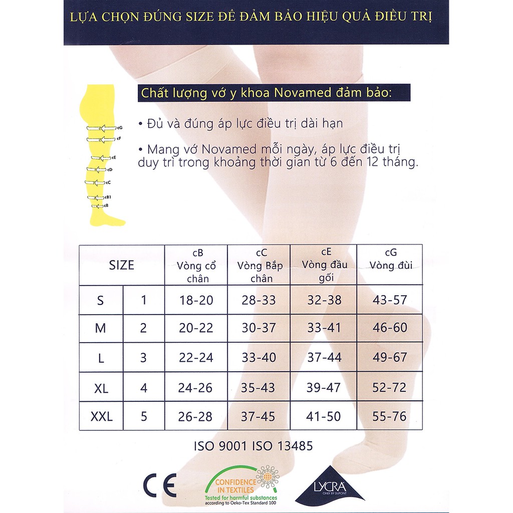 Vớ y khoa bó gối ngăn giản tĩnh Novamed Hộp 1 cái
