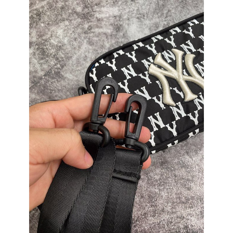 ⚡️ Túi đeo chéo M.L.B NY Monogram Crossbody Bag - Black XUẤT DƯ FULL TEM TAG