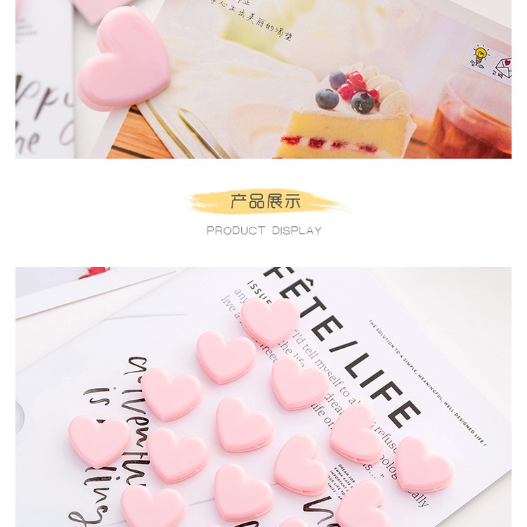 Kẹp giấy a4 cute hình trái tim màu hồng MODINA, kẹp giấy nhựa dễ thương