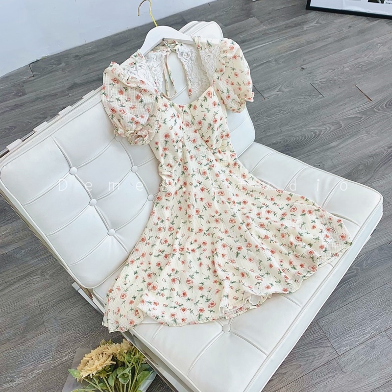 ĐẦM HOA NHÍ VIỀN REN CUT LƯNG XINH XẮN