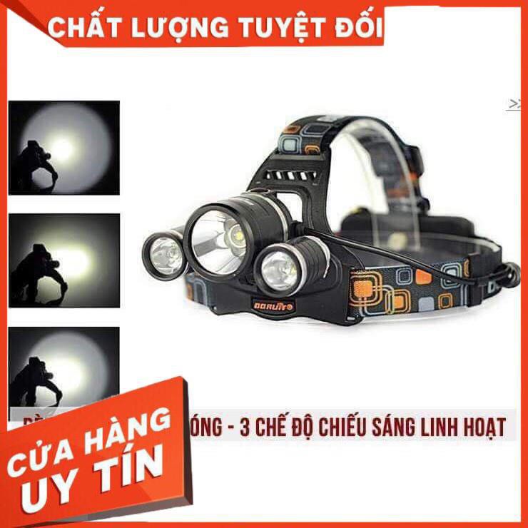 [XẢ KHO+FREE SHIP] Đèn đội đầu 3 bóng và 3 chế độ linh hoạt