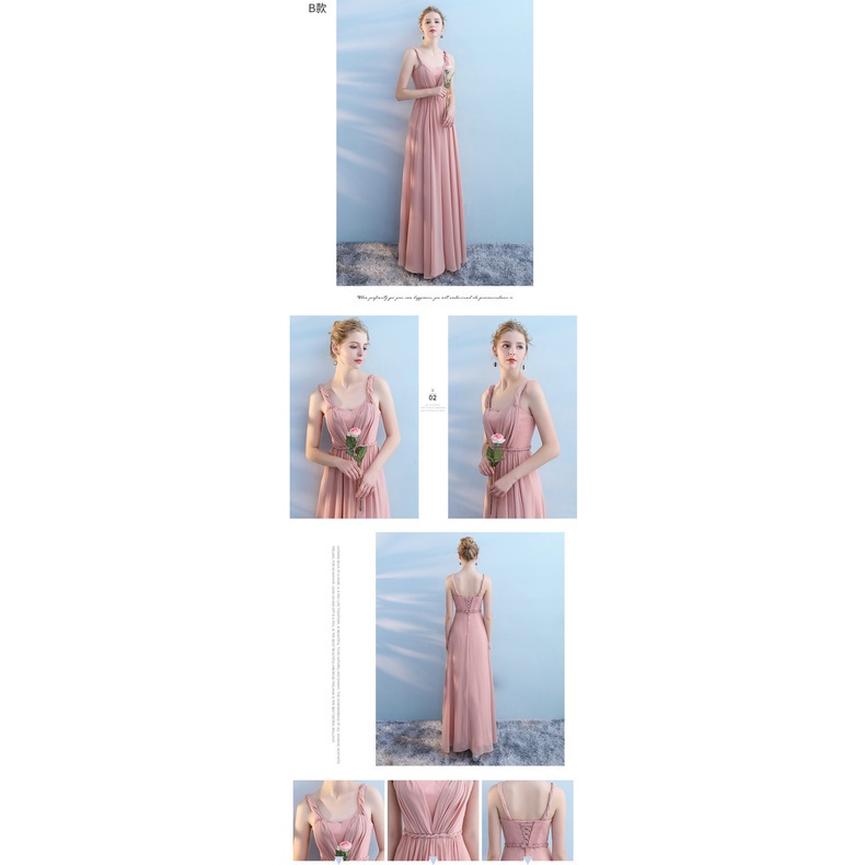 Đầm Maxi Vải Voan Màu Hồng Thời Trang Sang Trọng Cho Phù Dâu