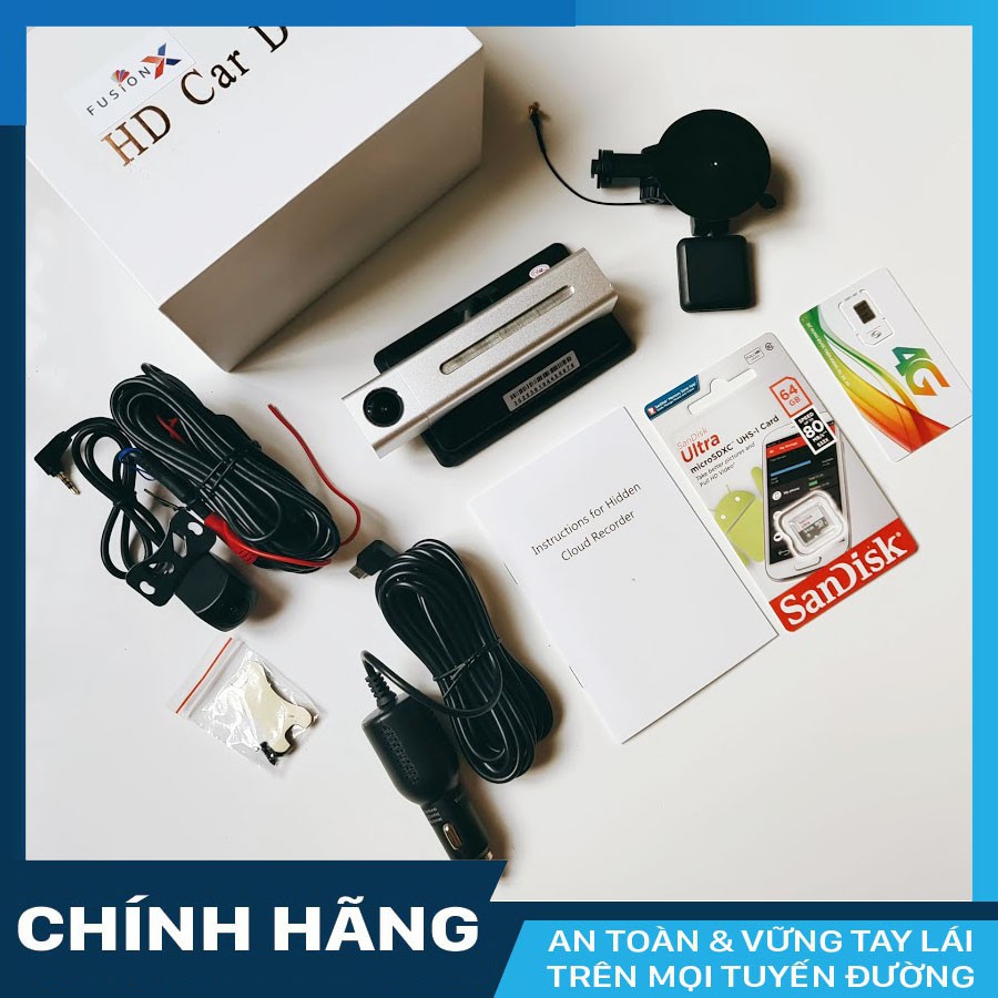 Camera hành trình định vị xe ô tô từ xa Fusion X5 + thẻ nhớ 64GB kèm Sim 4G | BigBuy360 - bigbuy360.vn