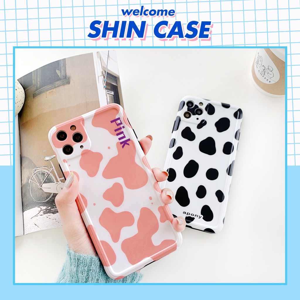 Ốp lưng iphone Bò sữa bóng cạnh vuông 6/6plus/6s/6splus/7/7plus/8/8plus/x/xr/xs/11/12/13/pro/max/plus/promax