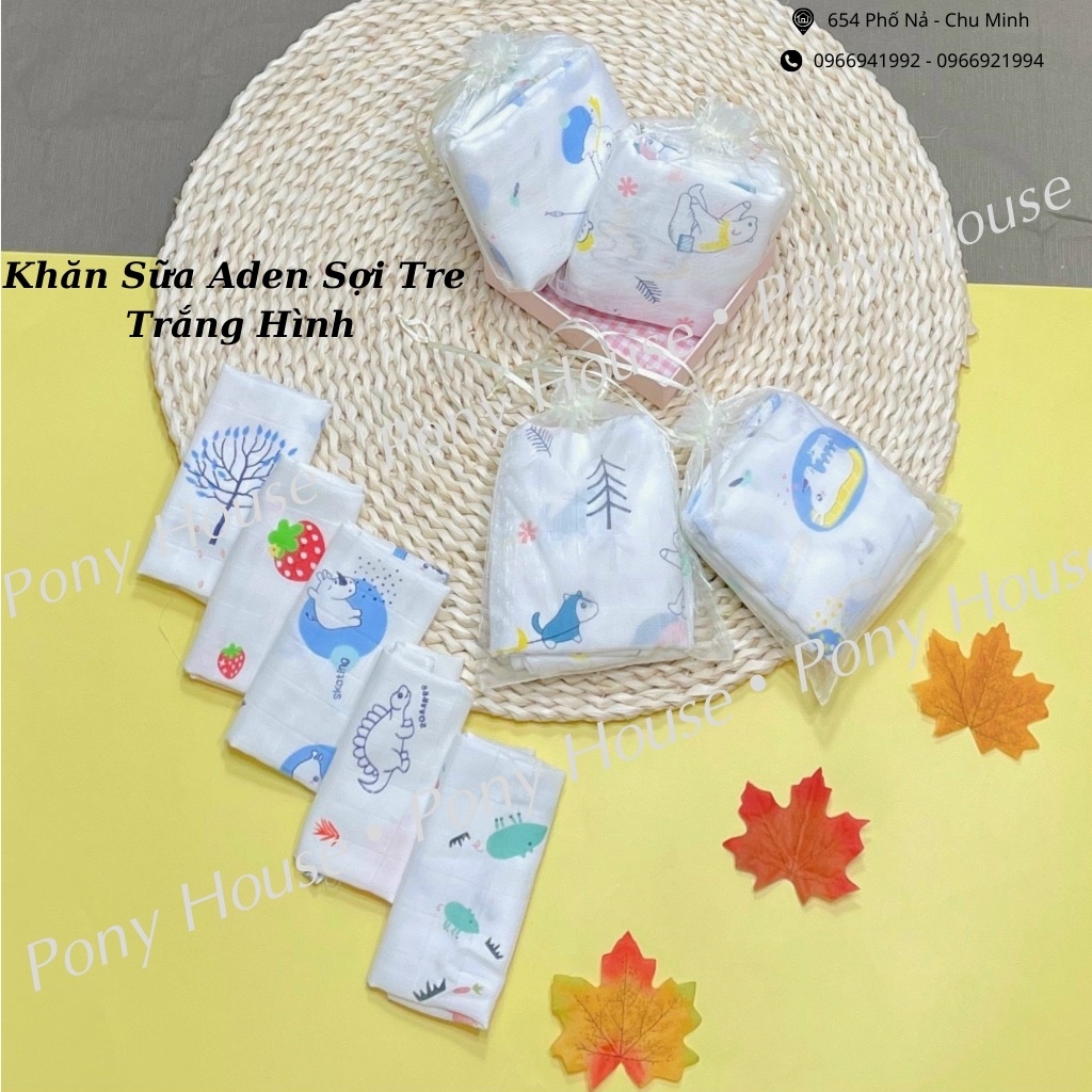 Khăn Sữa Aden Sợi Tre  Xuất Nhật 2 Lớp Túi Lưới 10 Chiếc Trắng Hình Siêu Mềm Mại, Thấm Hút Tốt An Toàn Cho Bé Sơ Sinh