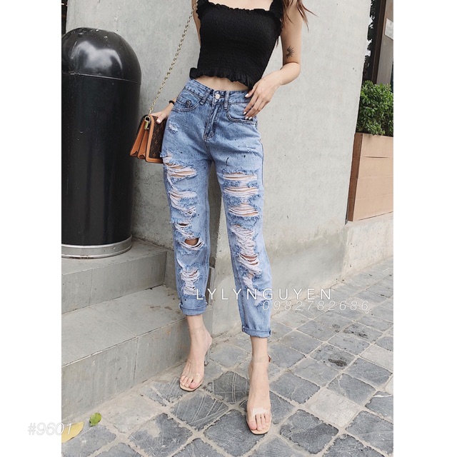 Quần baggy rách vẩy sơn