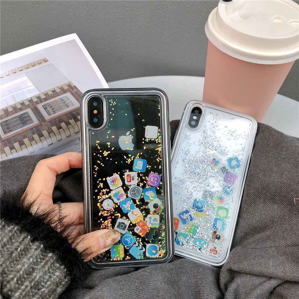 Ốp lưng kim tuyến nước độc đáo cho iPhone 6 6s 6+ 6s+ 7 7+ 8 8+ X Xs Xr Xs Max