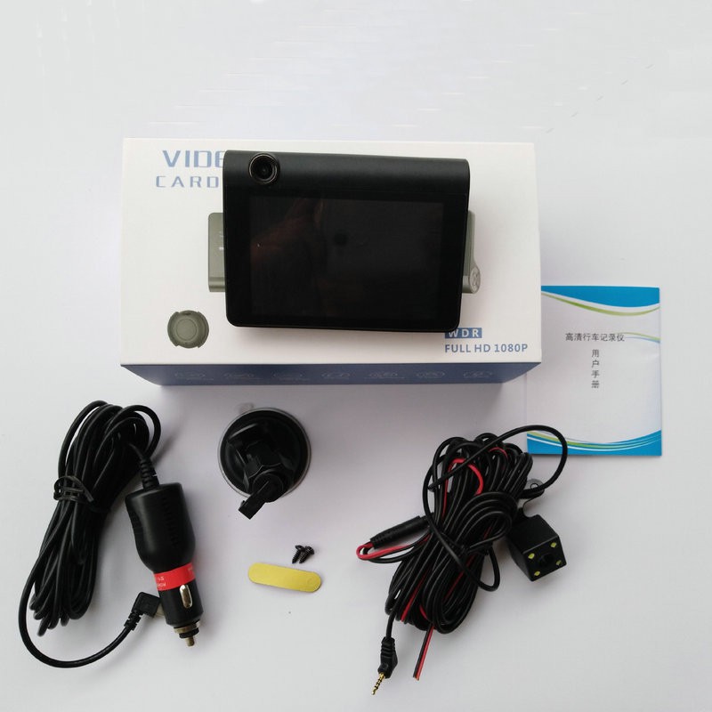 Camera hành trình ô tô RUNDONG 3 mắt T-909 | Màn hình 4.0 inch full HD 1080, camera sau chống nước, hỗ trợ thẻ nhớ 32 Gb