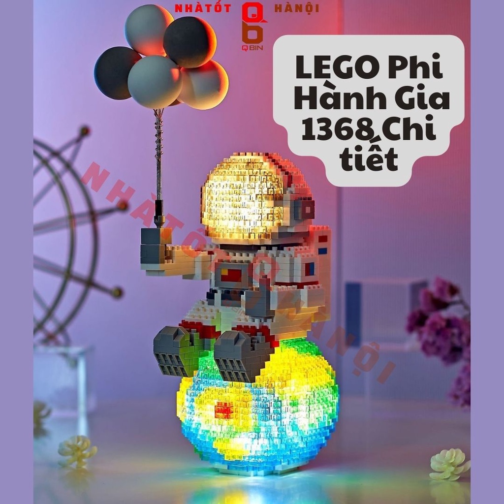 Mô hình phi hành gia lego tặng kèm đèn led đom đóm kích thước lớn trang trí bàn làm việc