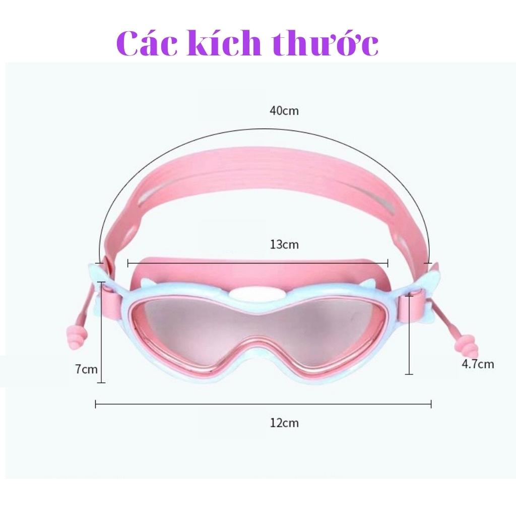 Kính bơi cao cấp trẻ em người lớn 360 GỌNG LỚN, chống nước, chống sương mù, chống tia UV, có nút tai dính liền KGL020