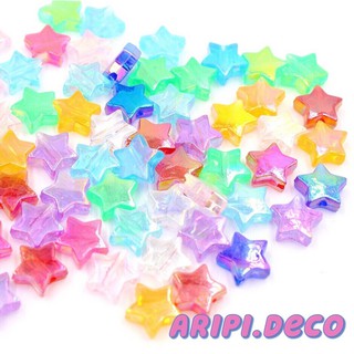 Charm, hạt nhựa sao hologram xỏ lỗ 2 đầu cực quang A21/ Nguyên liệu làm vòng tay