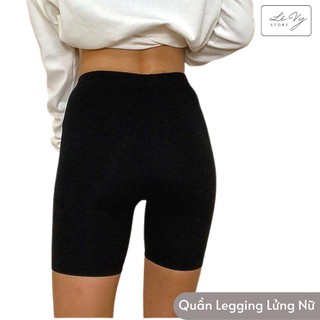 Quần legging lửng biker nữ, cạp chun dáng ôm co giãn tốt