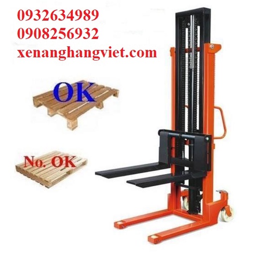 Xe nâng tay cao 3M nâng 1000kg 1 tấn càng dài 1.1M bơm thủy lực đạp chân kích tay
