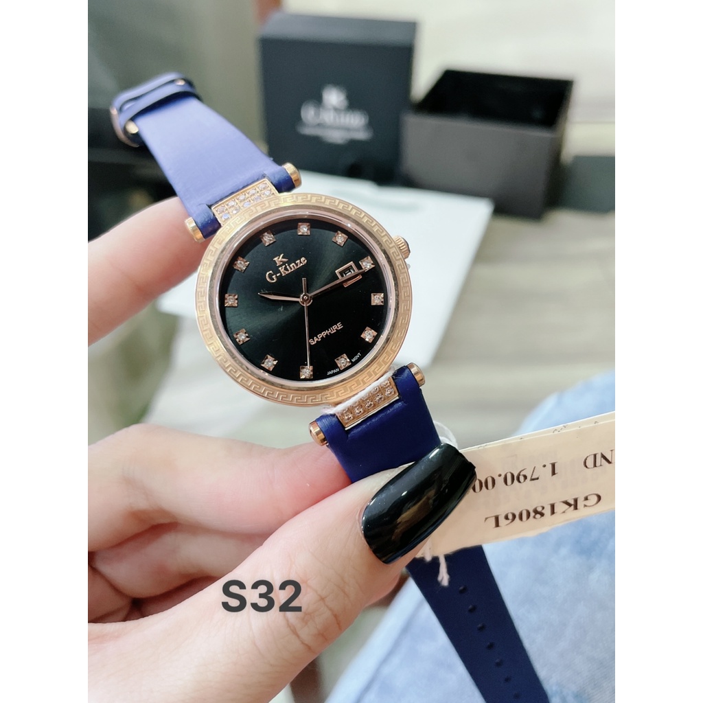 Đồng Hồ Nữ G-Kinze GK1806L Viền Đính Đá , Có Lịch, Máy Pin , Kính Sapphire , Size 32mm