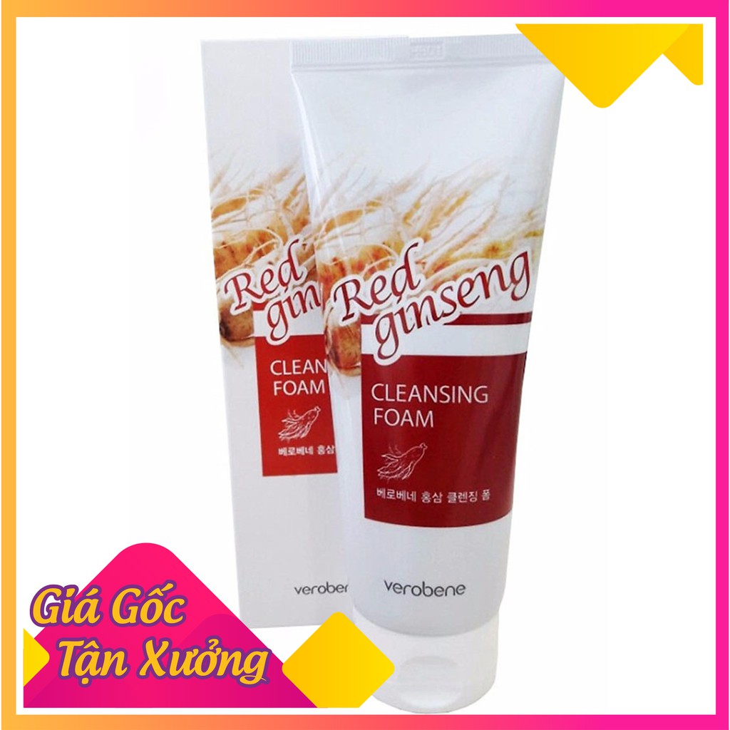 Sữa Rửa Mặt Hồng Sâm Hàn Quốc Verobene Red Ginseng Cleansing Foam 150ml