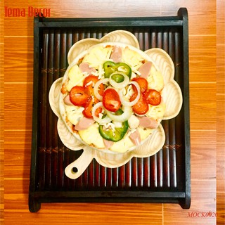 Khay gỗ decor BOMI - Khay gỗ đựng đồ ăn gỗ tần bì hình cỏ bốn lá siêu xinh BOMK27