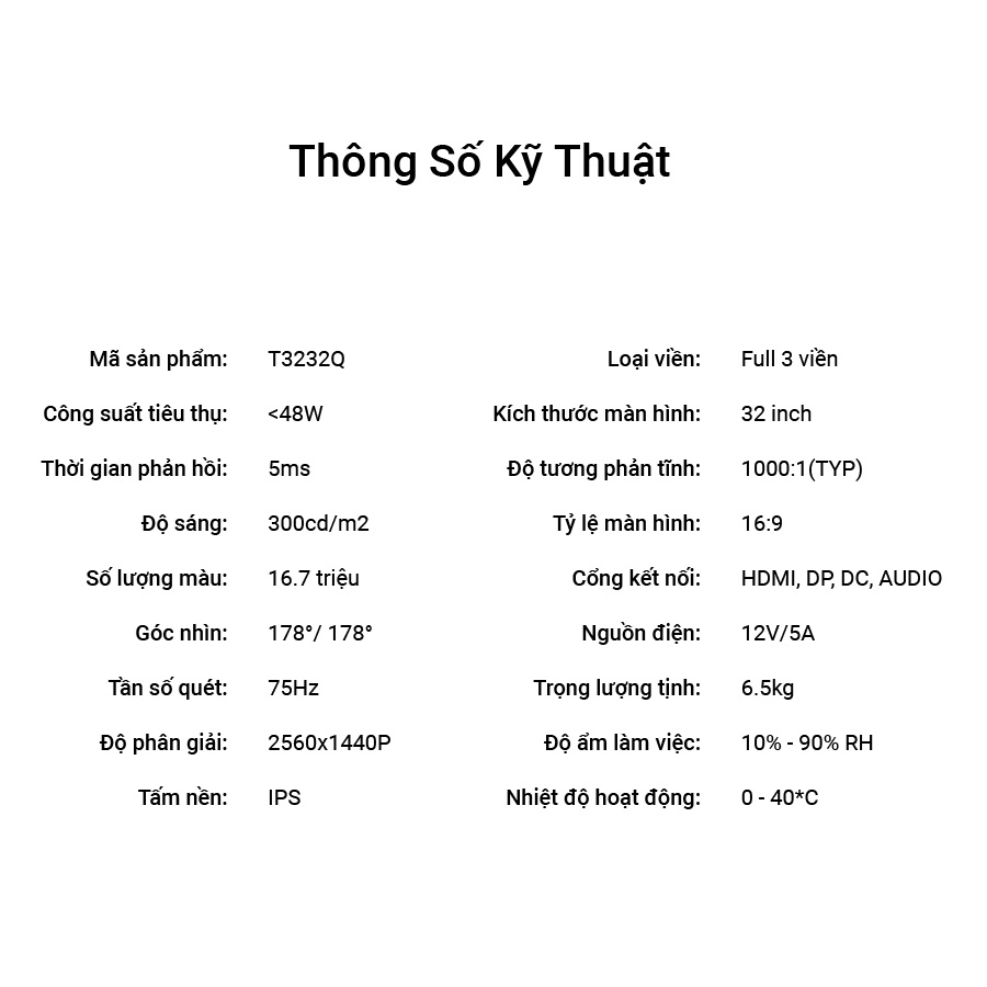 Màn hình máy tính 32 inch 2KTomko T3232Q Tần số quét 75HZ Tấm nền IPS. | BigBuy360 - bigbuy360.vn