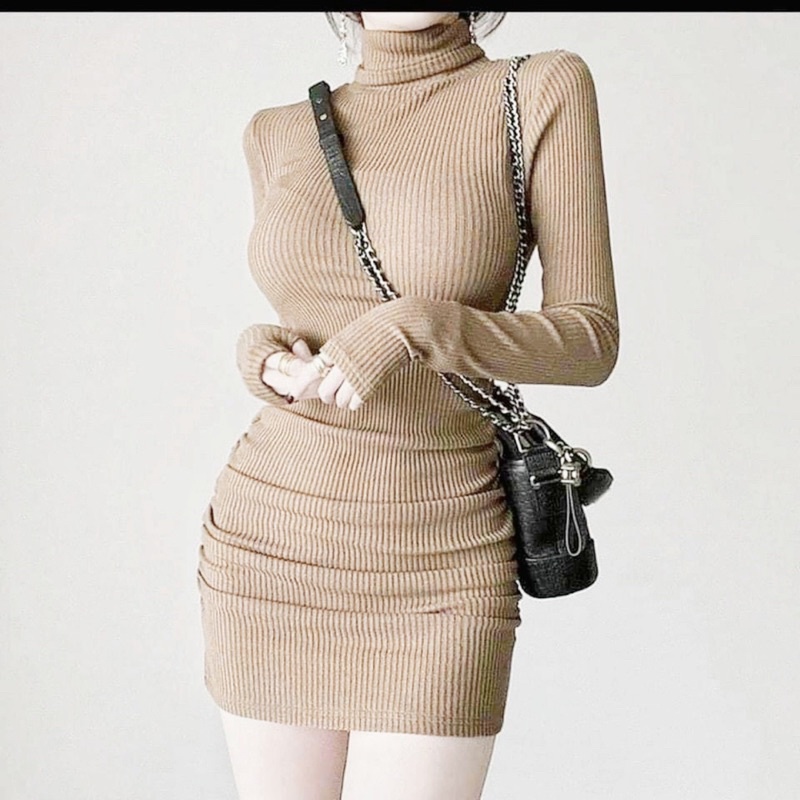 Đầm body cổ lọ ,đầm cổ lọ tay dài nhún sườn.Chất len tăm dày dặn,co giãn -xưởng thời trang 21A | WebRaoVat - webraovat.net.vn