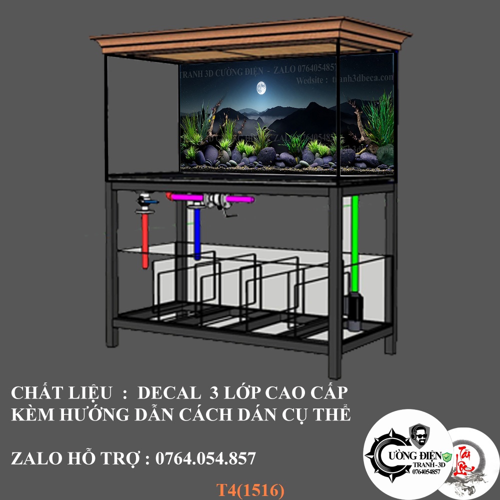 Tranh 3D dán bể cá cảnh - Cường Điện - Nhiều kích thướt