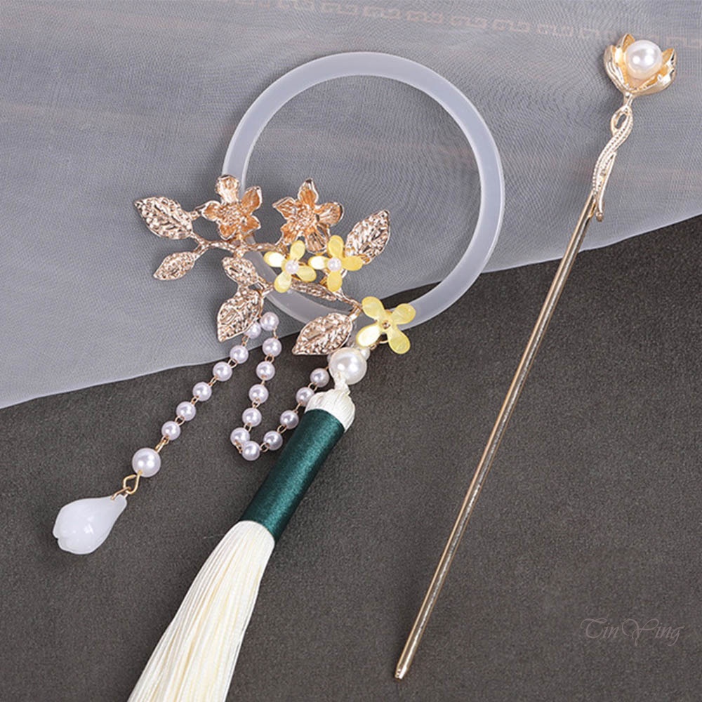 Kẹp tóc GETNOIVAS phối tua rua phong cách Trung Hoa độc đáo kích thước 14.50 * 6.00 * 1.00cm thời trang cho nữ