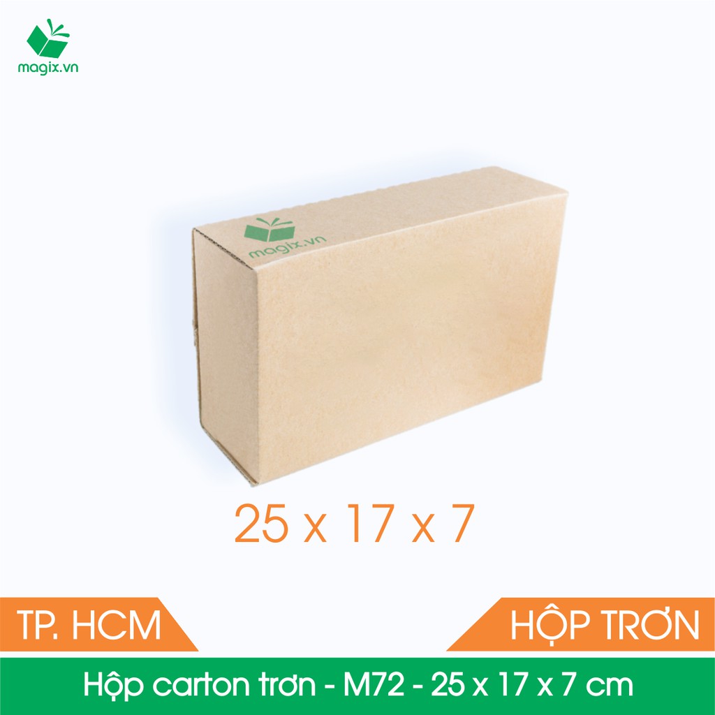 M72 - 25x17x7 cm - 50 Thùng hộp carton trơn đóng hàng + tặng 25 decal HÀNG DỄ VỠ