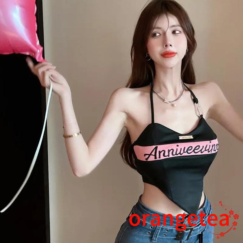 Áo Croptop Cổ Chữ V Thêu Chữ Thời Trang Mùa Hè Cho Nữ