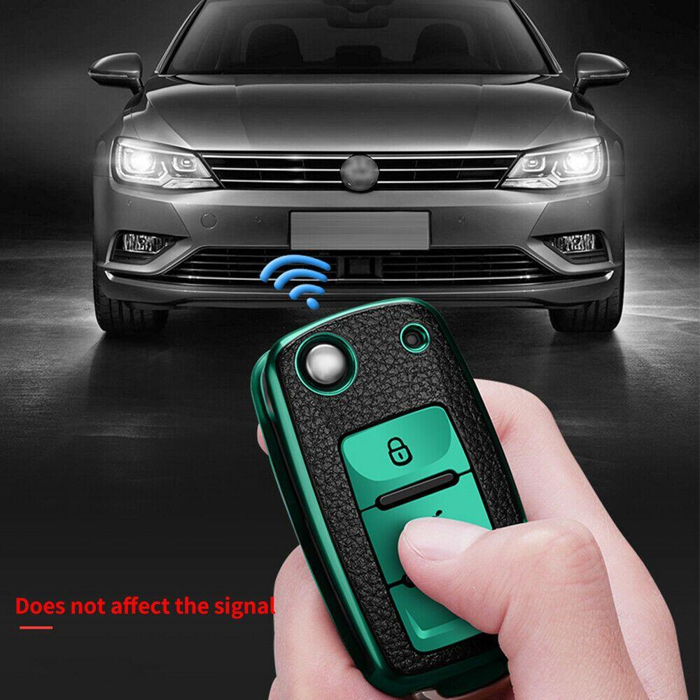 Ốp Chìa Khóa Điều Khiển Từ Xa 3 Nút Gấp Gọn Bằng Da TPU Dành Cho Ô Tô Skoda Octavia for VW Bora Tiguan Jetta