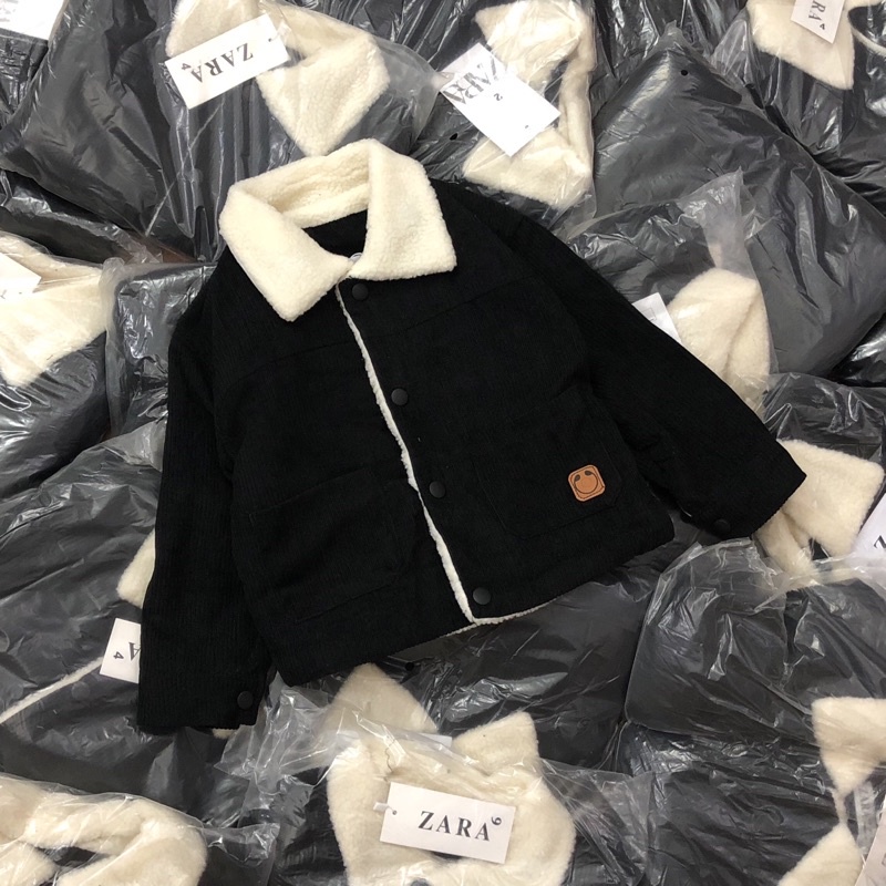 Áo khoác nhung lót lông cừu zara cho bé trai size từ 10-22 cân