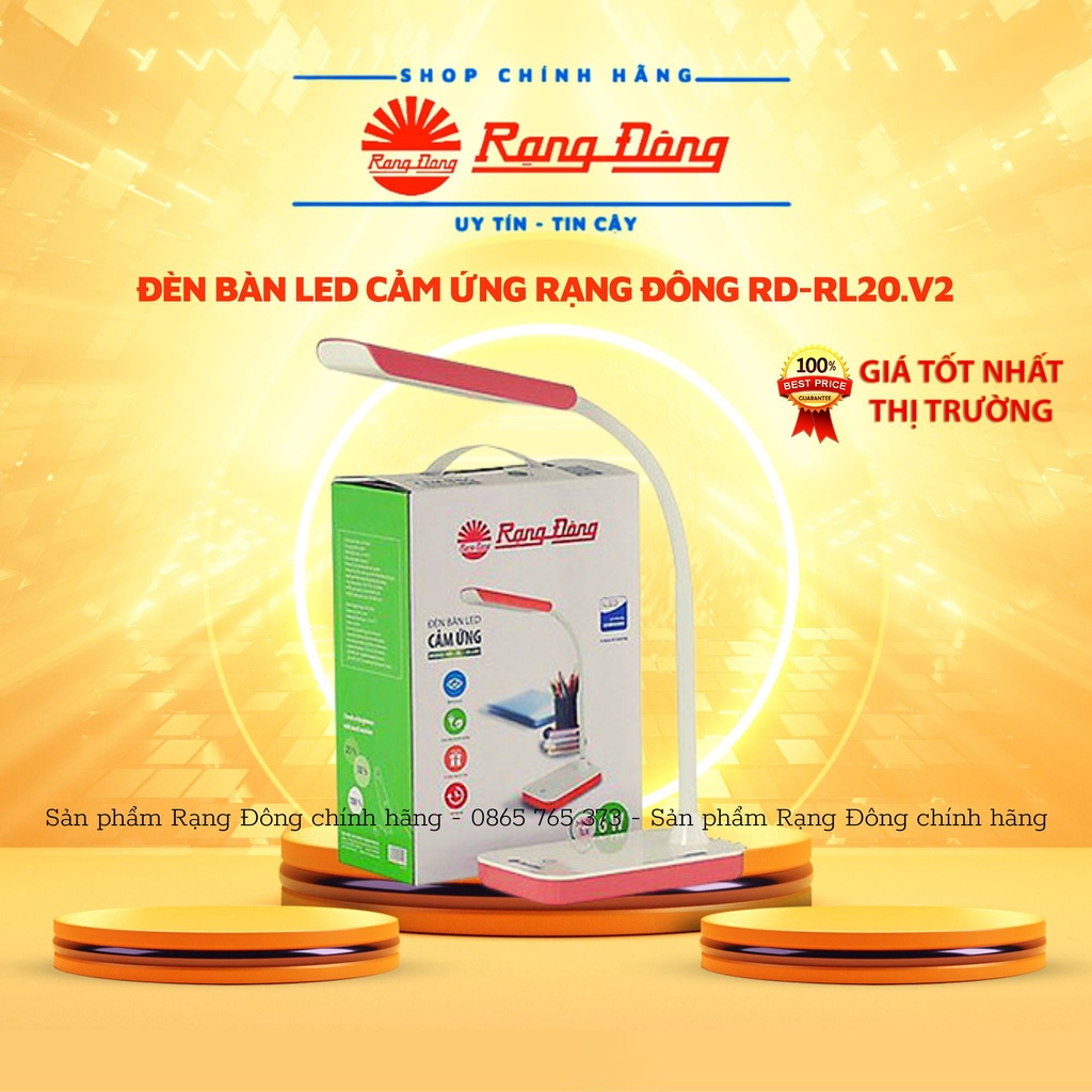 Đèn học để bàn RẠNG ĐÔNG cảm ứng chống cận, đèn bàn RL-20.V2 6W, đổi màu ánh sáng