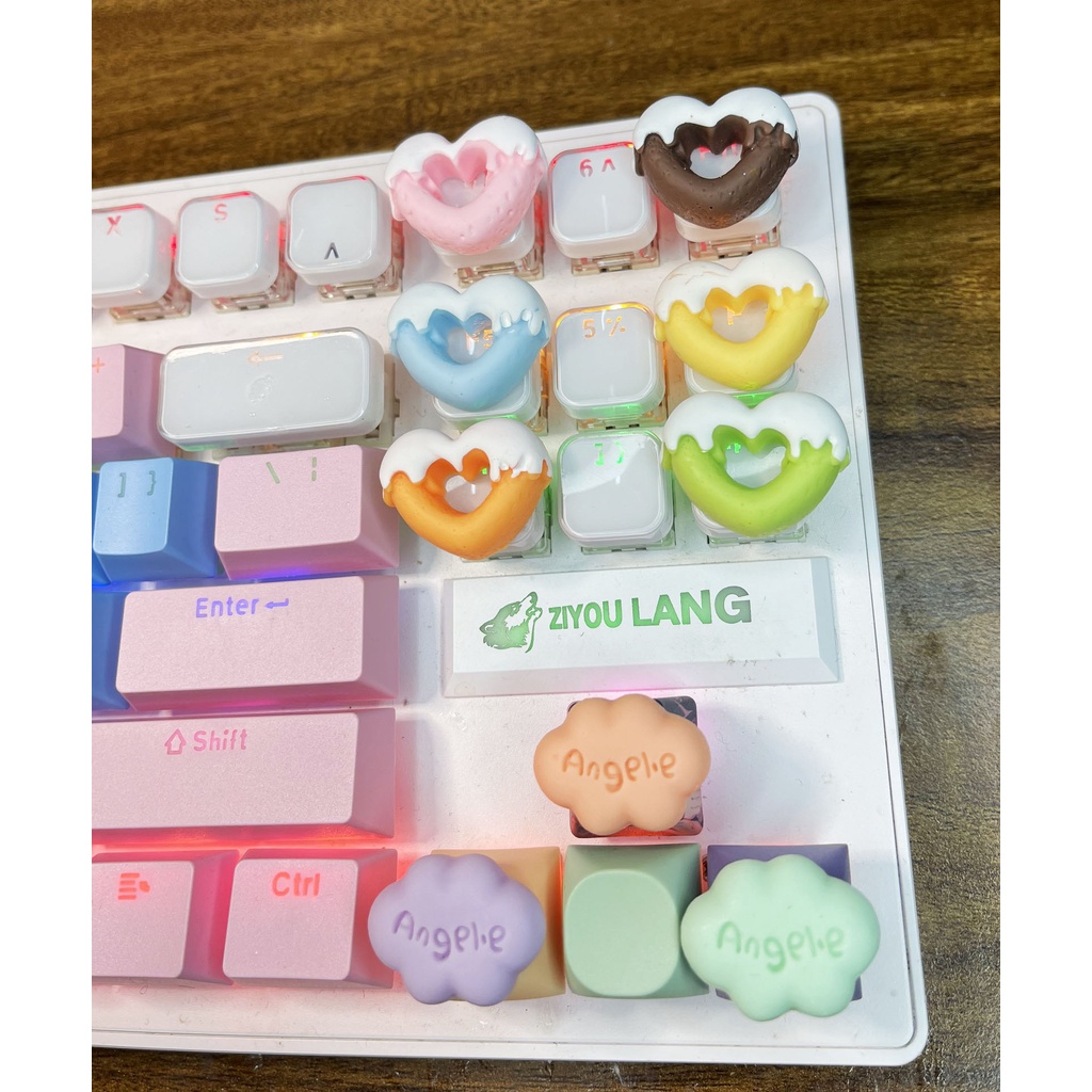 Keycap lẻ Donut trái tim yêu đời xinh xắn HOT (0040_CH)