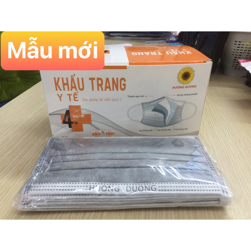 Khẩu Trang Y Tế Kháng Khuẩn 4 Lớp Hướng Dương Hộp 50 cái