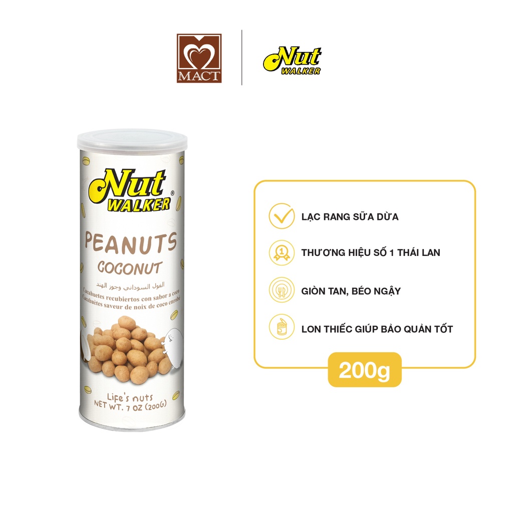 Đậu phộng NUT WALKER - Vị Sữa dừa Coconut - lon 200g