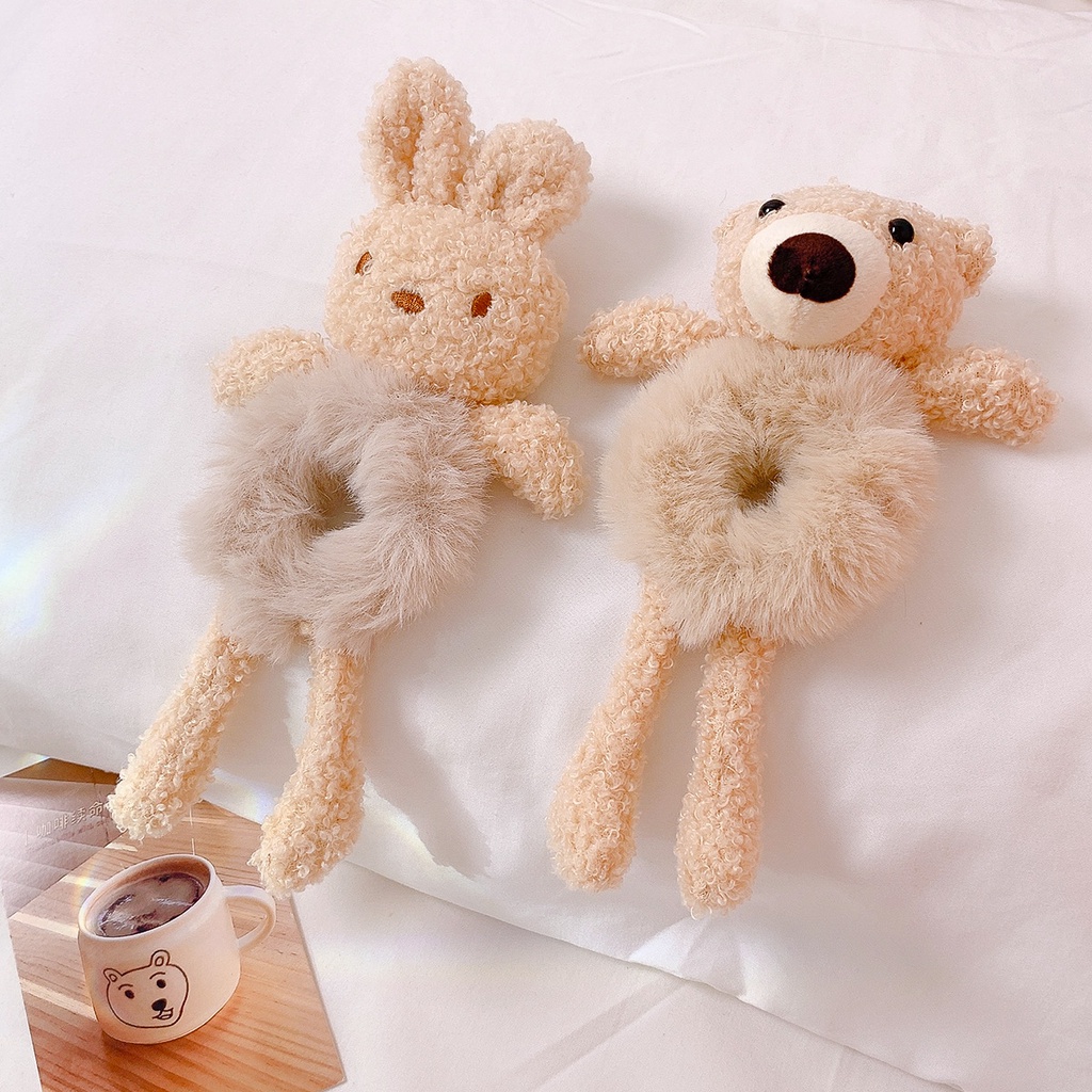 Dây Buộc Tóc Hình Gấu Nhồi Bông Dễ Thương, Dây Cột Tóc Gấu Phong Cách Hàn Quốc Đáng Yêu