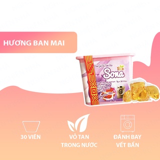 Viên giặt quần áo giặt xả 2 trong 1 SONA hộp 30 viên lưu hương lâu làm mềm vải an toàn cho da diệt vi khuẩn NGHIỆN NHÀ