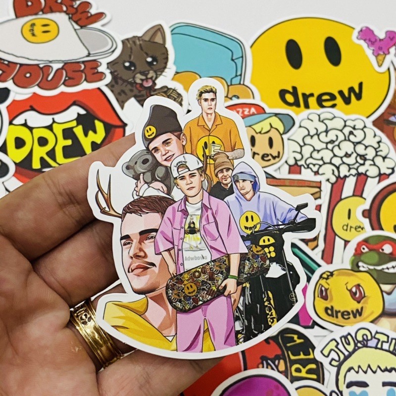 💖Set 50 cái💖 Sticker cute DREW HOUSE chất liệu pvc nhám cao cấp chống thấm dán vali, laptop, mũ bảo hiểm, điện thoại,...